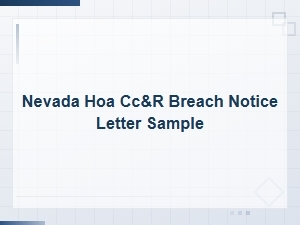 Nevada Hoa Cc&r Breach Notice Letter Sample