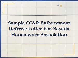 Nevada Hoa Cc&r Enforcement Defense Letter Sample