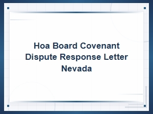 Nevada Hoa Covenant Dispute Response Letter Guide