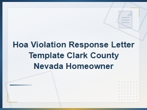 Hoa Violation Response Letter Template for Clark County Nevada Homeowners