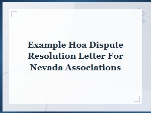 Nevada Hoa Dispute Resolution Letter Guide